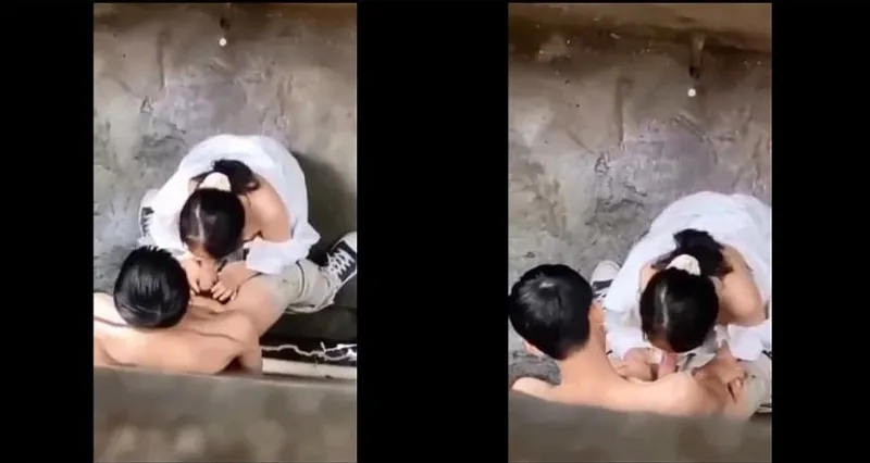 Quay lén em nữ sinh bj cho em gái trong hẻm
